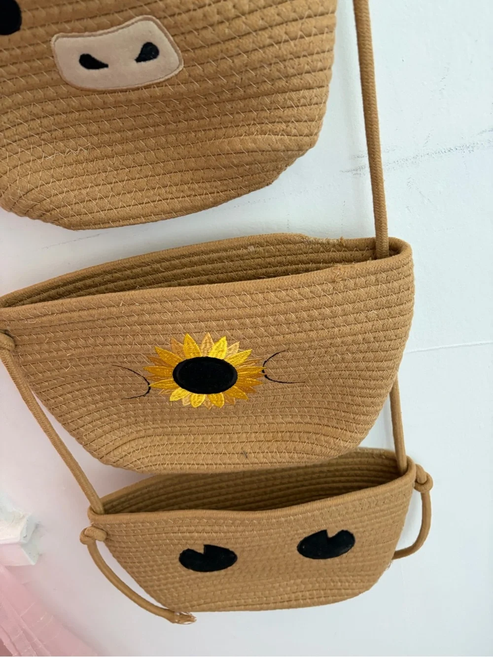 Tan Kids Hanging Storage Organizer with Sunflower and Animal Faces